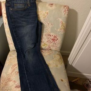 Low rise dark wash boot cut jeans